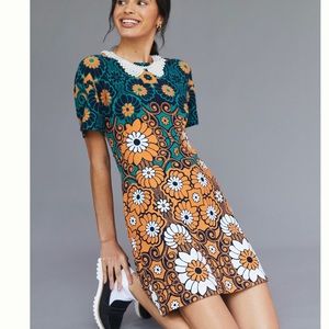 Maeve NWTA floral shift mini Tunic dress orange Blue